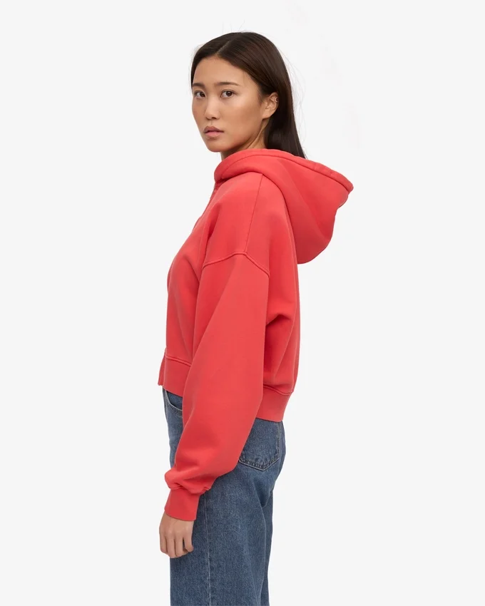 Bio-Kapuzenjacke mit Reißverschluss – Red Tangerine
