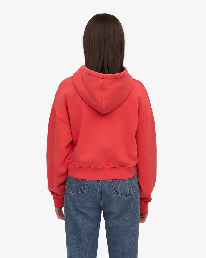 Bio-Kapuzenjacke mit Reißverschluss – Red Tangerine