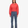 Bio-Kapuzenjacke mit Reißverschluss – Red Tangerine