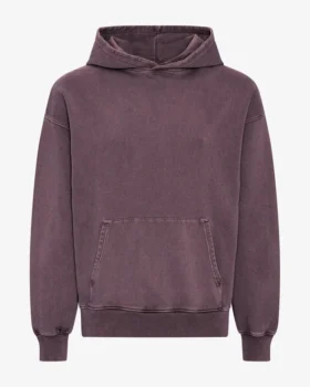Bio-Kapuzenpullover im Oversize-Schnitt – verblasstes Traubenblau
