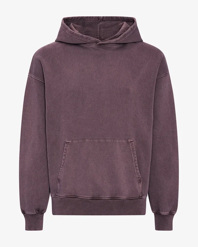 Bio-Kapuzenpullover im Oversize-Schnitt – verblasstes Traubenblau