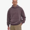 Bio-Kapuzenpullover im Oversize-Schnitt – verblasstes Traubenblau