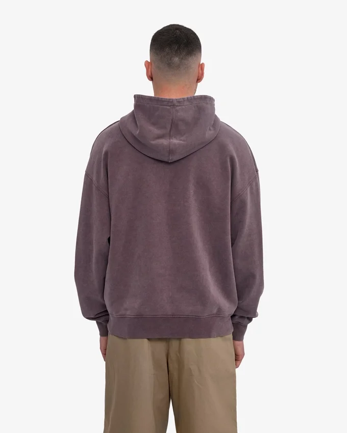 Bio-Kapuzenpullover im Oversize-Schnitt – verblasstes Traubenblau