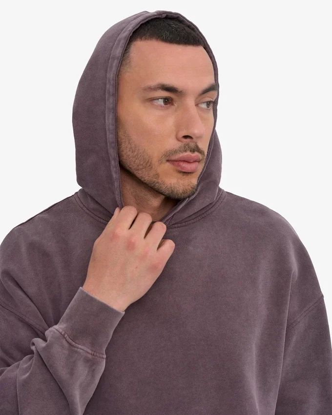 Bio-Kapuzenpullover im Oversize-Schnitt – verblasstes Traubenblau