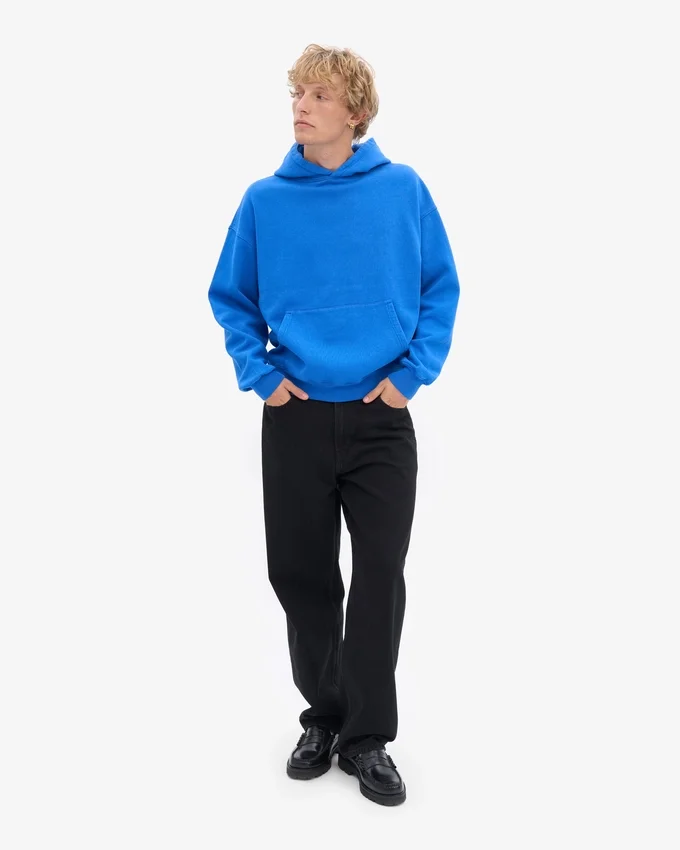 Bio-Kapuzenpullover in Oversize – Saphirblau