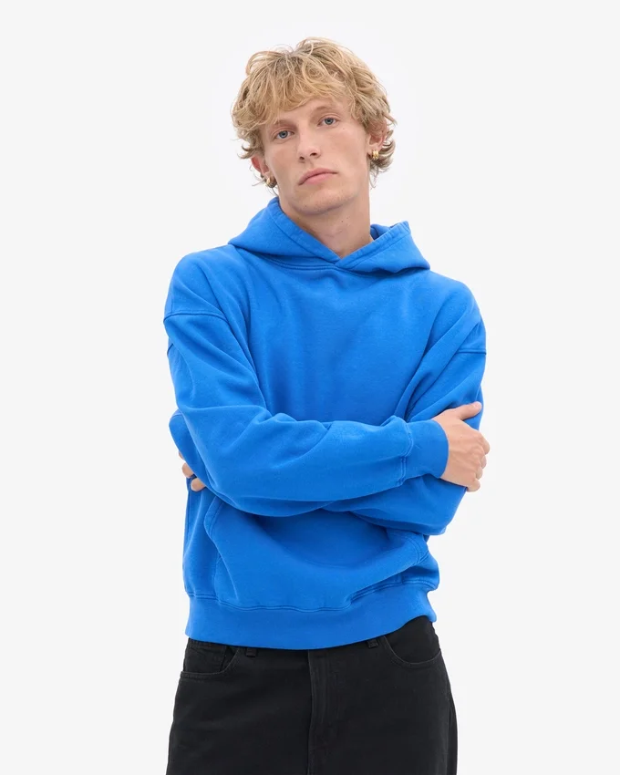 Bio-Kapuzenpullover in Oversize – Saphirblau