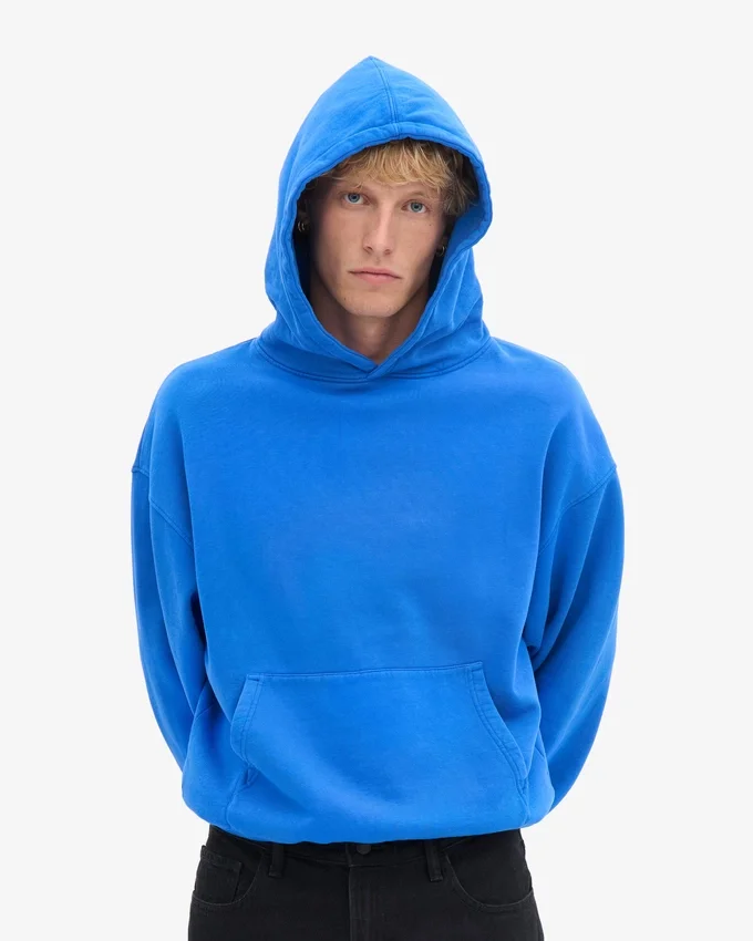 Bio-Kapuzenpullover in Oversize – Saphirblau