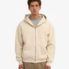 Bio-Kapuzenpullover mit Reißverschluss, Oversize – Elfenbeinweiß