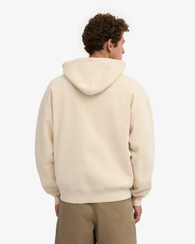 Bio-Kapuzenpullover mit Reißverschluss, Oversize – Elfenbeinweiß