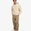 Bio-Kapuzenpullover mit Reißverschluss, Oversize – Elfenbeinweiß