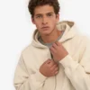 Bio-Kapuzenpullover mit Reißverschluss, Oversize – Elfenbeinweiß