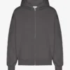Bio-Kapuzenpullover mit Reißverschluss, Oversize – Lavagrau