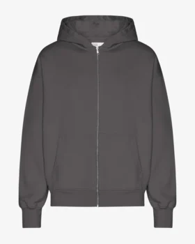 Bio-Kapuzenpullover mit Reißverschluss, Oversize – Lavagrau