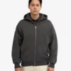Bio-Kapuzenpullover mit Reißverschluss, Oversize – Lavagrau
