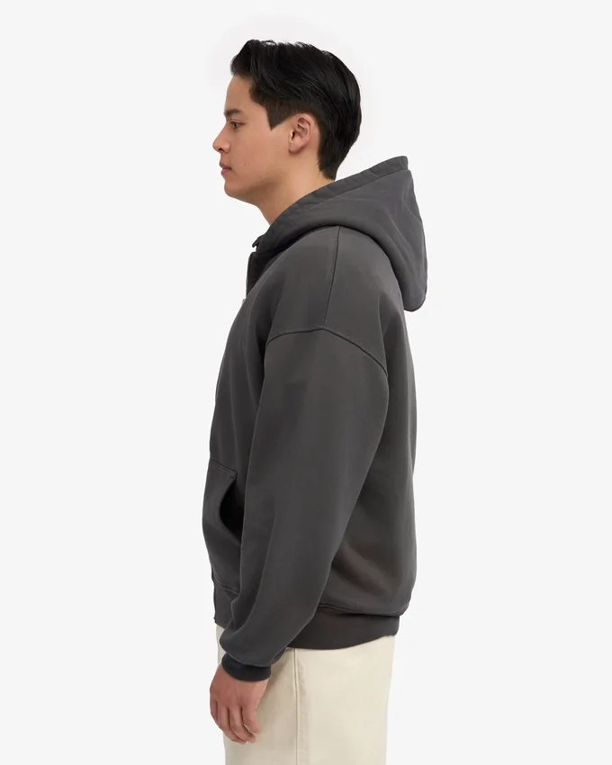 Bio-Kapuzenpullover mit Reißverschluss, Oversize – Lavagrau