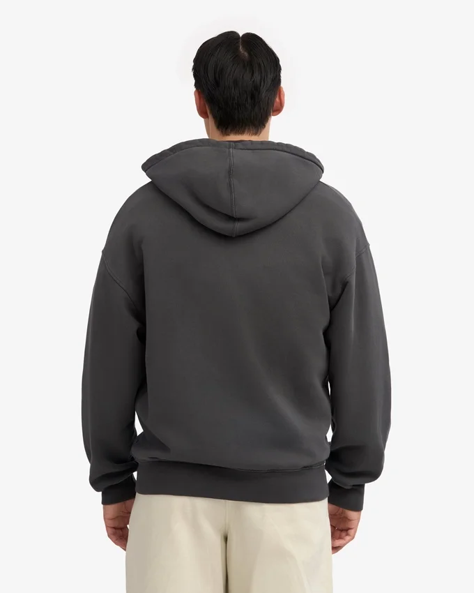 Bio-Kapuzenpullover mit Reißverschluss, Oversize – Lavagrau
