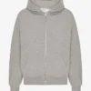 Bio-Kapuzenpullover mit Reißverschluss, Oversize – Meliert-Grau