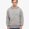 Bio-Kapuzenpullover mit Reißverschluss, Oversize – Meliert-Grau