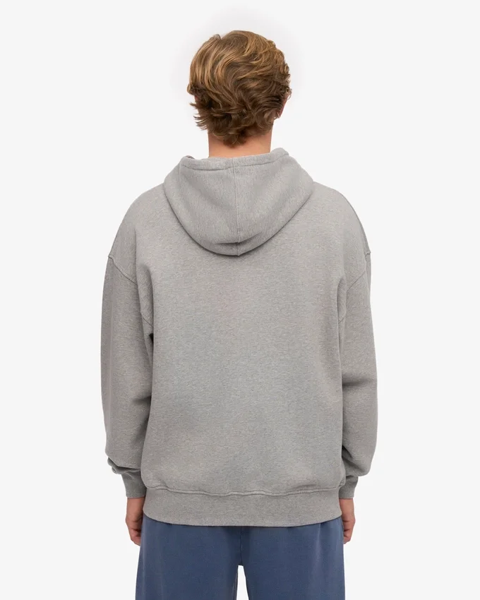 Bio-Kapuzenpullover mit Reißverschluss, Oversize – Meliert-Grau