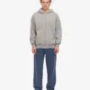 Bio-Kapuzenpullover mit Reißverschluss, Oversize – Meliert-Grau