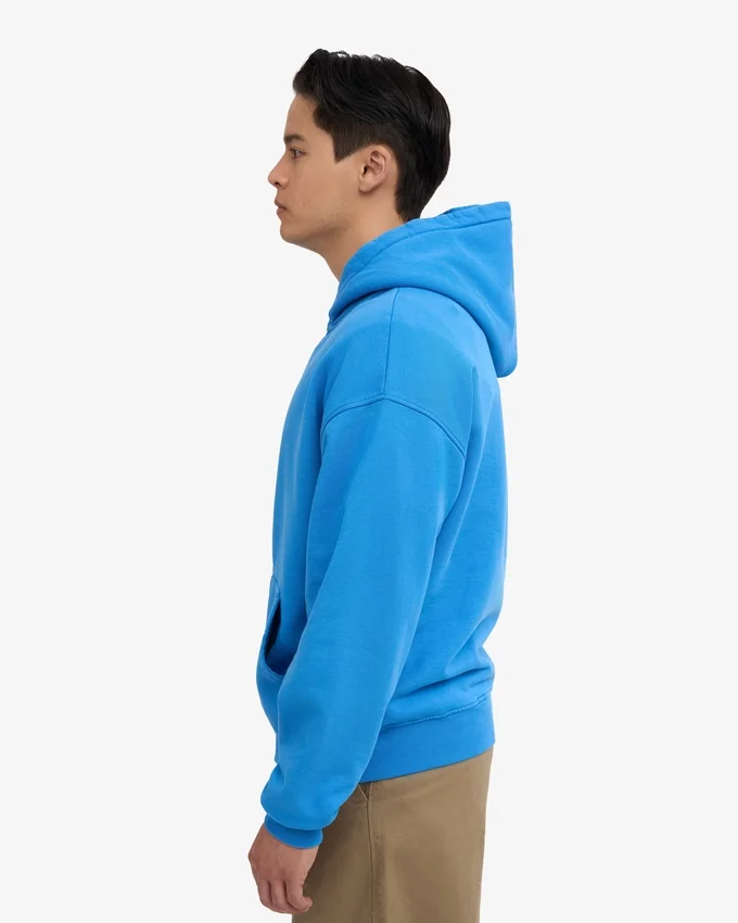 Bio-Kapuzenpullover mit Reißverschluss, Oversize – Pazifikblau