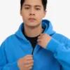 Bio-Kapuzenpullover mit Reißverschluss, Oversize – Pazifikblau