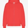 Bio-Kapuzenpullover mit Reißverschluss, Oversize – Red Tangerine