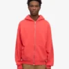 Bio-Kapuzenpullover mit Reißverschluss, Oversize – Red Tangerine