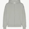 Bio-Kapuzenpullover mit Reißverschluss, Oversize – Stahlblau
