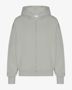 Bio-Kapuzenpullover mit Reißverschluss, Oversize – Stahlblau