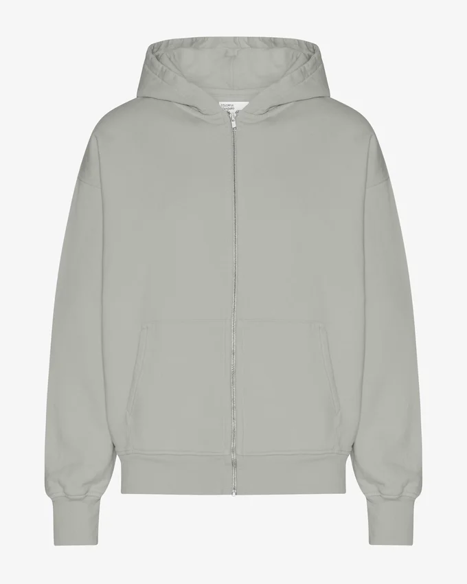 Bio-Kapuzenpullover mit Reißverschluss, Oversize – Stahlblau
