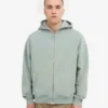 Bio-Kapuzenpullover mit Reißverschluss, Oversize – Stahlblau