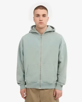Bio-Kapuzenpullover mit Reißverschluss, Oversize – Stahlblau