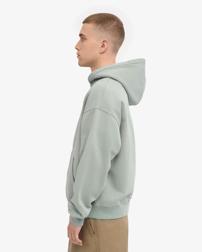 Bio-Kapuzenpullover mit Reißverschluss, Oversize – Stahlblau