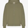 Bio-Kapuzenpullover mit Reißverschluss, Oversize – staubiges Oliv