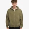 Bio-Kapuzenpullover mit Reißverschluss, Oversize – staubiges Oliv