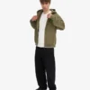 Bio-Kapuzenpullover mit Reißverschluss, Oversize – staubiges Oliv