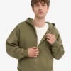 Bio-Kapuzenpullover mit Reißverschluss, Oversize – staubiges Oliv