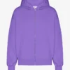 Bio-Kapuzenpullover mit Reißverschluss, Oversize – Ultraviolett