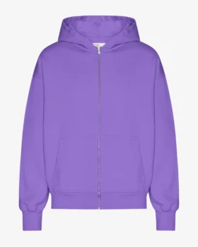Bio-Kapuzenpullover mit Reißverschluss, Oversize – Ultraviolett