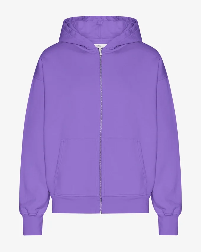 Bio-Kapuzenpullover mit Reißverschluss, Oversize – Ultraviolett