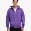 Bio-Kapuzenpullover mit Reißverschluss, Oversize – Ultraviolett
