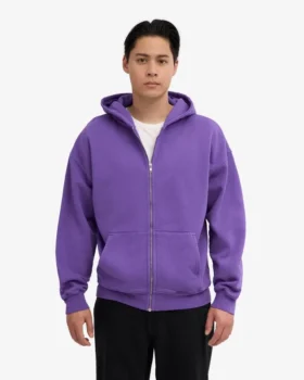 Bio-Kapuzenpullover mit Reißverschluss, Oversize – Ultraviolett