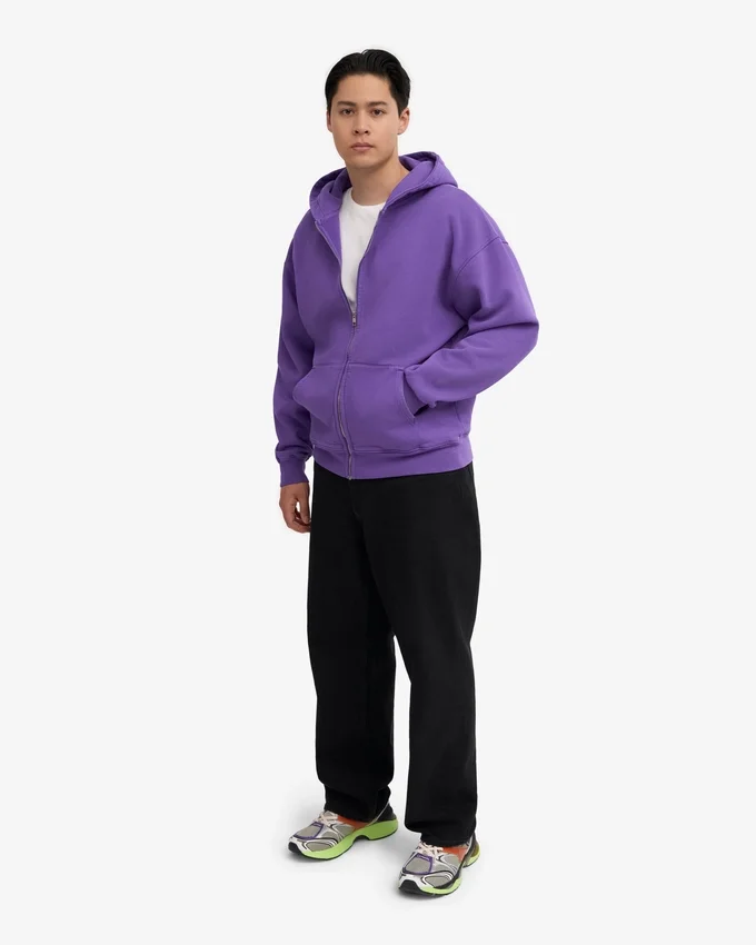 Bio-Kapuzenpullover mit Reißverschluss, Oversize – Ultraviolett