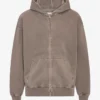 Bio-Kapuzenpullover mit Reißverschluss, Oversize – verblasstes Khaki