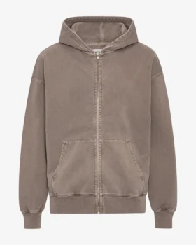 Bio-Kapuzenpullover mit Reißverschluss, Oversize – verblasstes Khaki