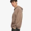 Bio-Kapuzenpullover mit Reißverschluss, Oversize – verblasstes Khaki