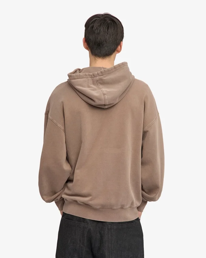 Bio-Kapuzenpullover mit Reißverschluss, Oversize – verblasstes Khaki
