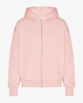 Bio-Kapuzenpullover mit Reißverschluss, Oversize – verblasstes Rosa
