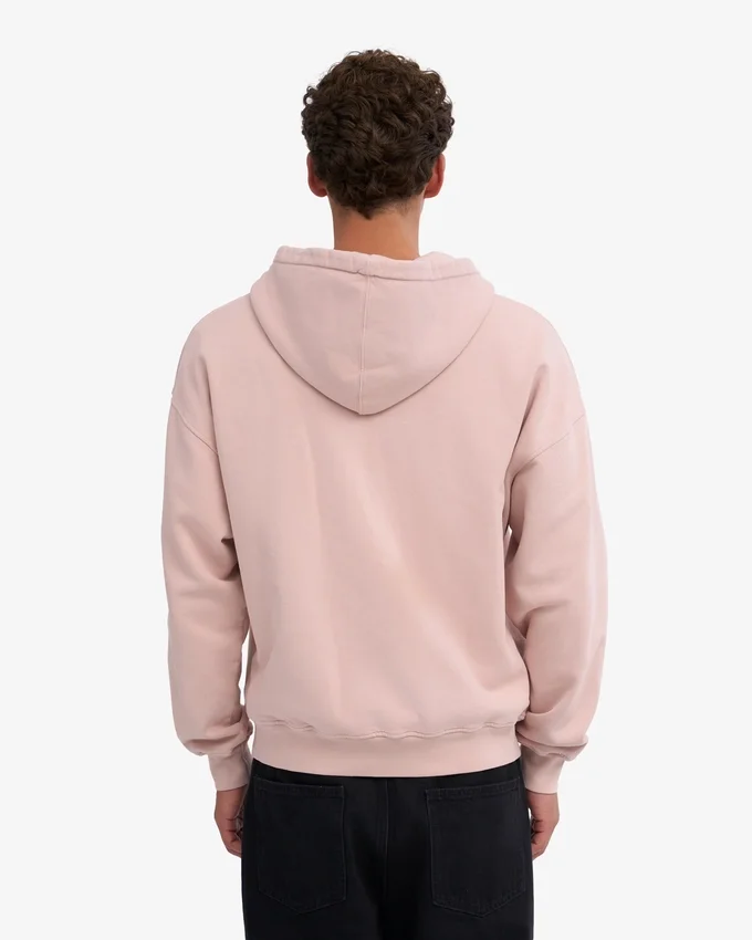 Bio-Kapuzenpullover mit Reißverschluss, Oversize – verblasstes Rosa